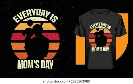 Mom typography colorful sunset, mothers day svg, mama, super mom t shirt design vector svg