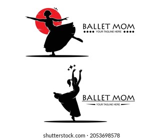 Mom vector ballet logo silhouette set collection