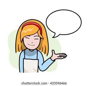 Mom the Waitress Cook, a hand drawn vector cartoon illustration of a mother's role as a cook.