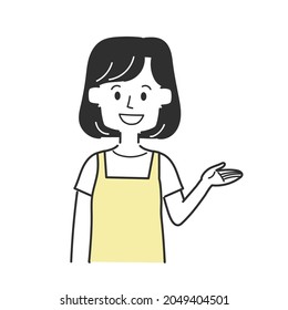 Mom wearing an apron to guide you