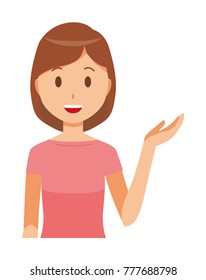 Mom wearing short sleeve clothes is guiding