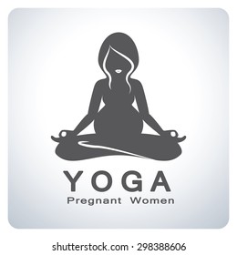 Mom. Yoga for pregnant women symbol. Icon symbol logo design. Vector illustration.