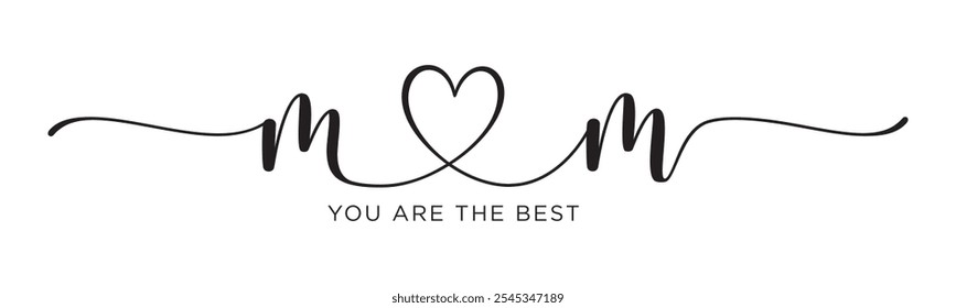 MOM you are the best - Happy Mother's day Calligraphy brush text banner with transparent background	