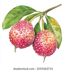 Mombin fruit watercolor clipart illustration