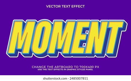 moment 3d text effect, font editable, typography