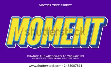 moment 3d text effect, font editable, typography