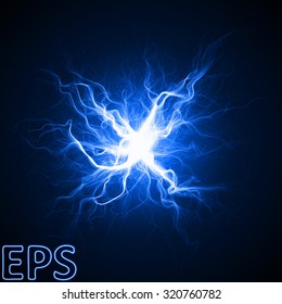 Moment Of Magical Energy Explosion. Energy Veins From Center To Outside. More Intensive And Blue Colored Lines Version.