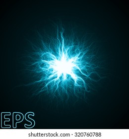 Moment Of Magical Energy Explosion. Energy Veins From Center To Outside. Cyan Colored Version.