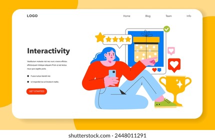 Momentary Marketing piece. A visual representation of interactive marketing with real-time engagement and rewards. Vector illustration