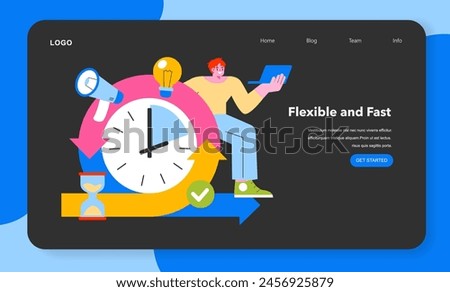 Momentary Marketing vector. A visual metaphor for agility in strategy, emphasizing swift adaptation and efficiency in marketing. Vector illustration