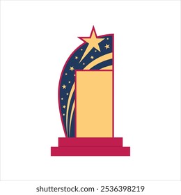 Certificado de Prêmio Momento com design Star isolado no fundo branco.   Logo do ícone do Championship Achievement Star Trophy. Ilustração de vetor