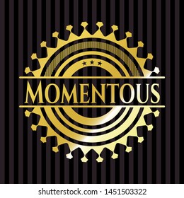 Momentous gold emblem. Vector Illustration. Detailed.