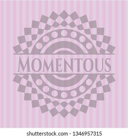 Momentous pink emblem. Vintage.