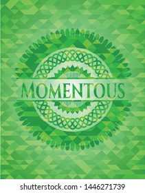 Momentous realistic green mosaic emblem. Vector Illustration. Detailed.