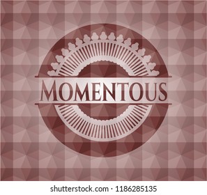 Momentous red seamless geometric pattern emblem. Seamless.