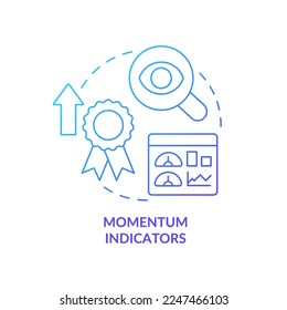 Momentum zeigt blaues Farbverlauf-Symbol an. Technische Analyse. Trend-Handelsstrategie abstrakte Idee dünne Linie Illustration. Einzeln Umrisszeichnung. Myriad Pro-Fett-Schriftart verwendet