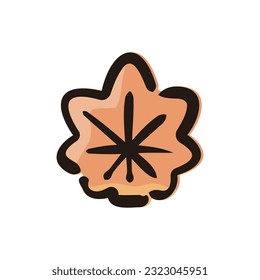 Momiji manju - Japanese dessert and sweets icon (Hand-drawn line, colored version)