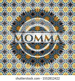 Momma arabic badge. Arabesque decoration.