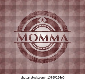 Momma red seamless geometric emblem.