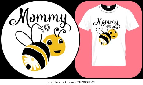 Mommy bee, funny bee quote isolated on white background. Honey bee hand drawn lettering. Sweet honey love summer quote saying. Typography vector print illustration for t shirt, greeting card, poster.
