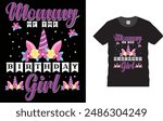 Mommy Of The Birthday Girl, Cute unicorn  t shirt design template, Creative, typography, vector, Illustration, unicorn t shirt design, ready  for print poster, banner, mug, shirt. 