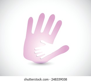 mommy and child handprints illustration design over a white background