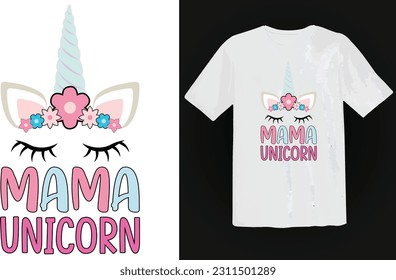 Mommy corn - Unicorn, mother quotes vector or t-shirt design.