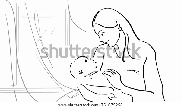 Maman Tenant Un Bebe Maman Et Image Vectorielle De Stock Libre De Droits