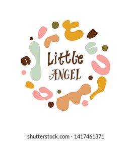 Mommy quote - Little angel - hand  lettering vector set.Baby Nursery and Bedroom poster. Calligraphy Quote for your designs: 
apparel,t shirts,bags,posters,merch, fabric, wall design. 