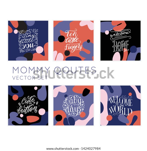 Mommy Quotes Hand Lettering Vector Setbaby Stock Vector