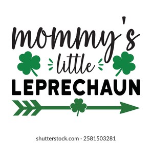 Mommy's Little Leprechaun - Happy St. Patrick typography T-shirt vector, Saint Patrick's Day gnome Illustration Design, lucky shamrock Clipart