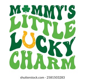 Mommy's Little Lucky Charm - Happy St. Patrick typography T-shirt vector, Saint Patrick's Day gnome Illustration Design, lucky shamrock Clipart