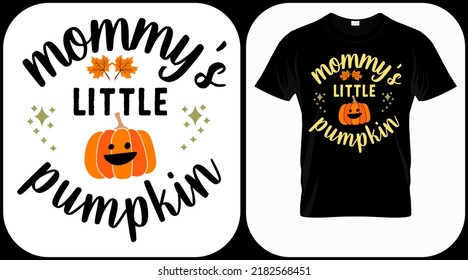 
Mommy's little pumpkin. Autumn season hand  written phrase. Colorful fall season hand drawn slogan. Autumn theme lettering vector phrases. Scrapbooking elements for harvest party.