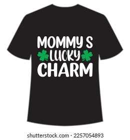 Mommy's lucky charm Mardi Gras shirt print template, Typography design for Carnival celebration, Christian feasts, Epiphany, culminating  Ash Wednesday, Shrove Tuesday