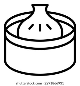 Momo baozi icon outline vector. Chinese food. Asian steam