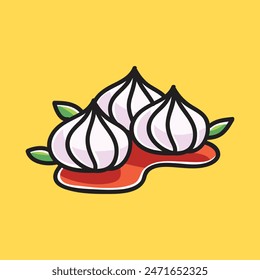 Momo Traditional Tibetan Food Vector Cartoon Illustration