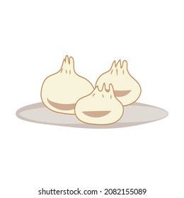 Momo Vector, Steamed Momo Dumplings Vector Illustration.