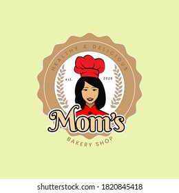 Diseño del logo de la panadería de las mamás, ilustraciones vectoriales, etiquetas, insignias, elementos de diseño del vectores de los logotipos, estilo de vintage.
