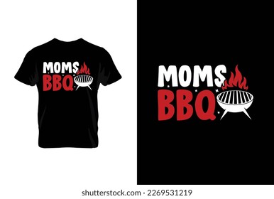 Moms BBQ. BBQ vector typography t-shirt design. Perfect for print items and bags, posters, cards, vector illustration.