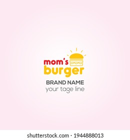 Mom's Burger vector logo, Fast food Mom's Burger creative logo, Fast food Café Identity design, restaurant logo,