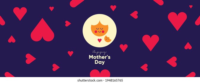 Mom's day. Women's Day. Vector flat illustration. Abstract backgrounds, patterns about mothers day. Hearts, abstract geometric shapes. Perfect for poster, label, banner, invitation. 