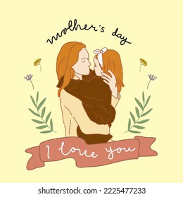 moms huging doughter illustration free vector