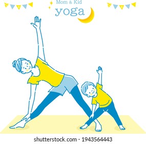 Moms and kids enjoying yoga with a smile