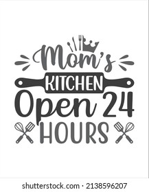 Mom's Kitchen Open 24 Hours Printable Vector Illustration