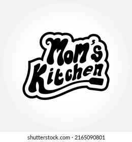 Moms Kitchen. Kitchen poster. Kitchen wall decor, sign, quote. Poster for kitchen design, calligraphy lettering text Cooking Time on white texture background. Vintage typography. Vector Illustration