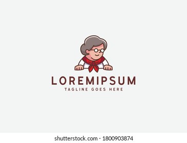 Mom's logo design inspiration. Vector illustration of cute mommy chef