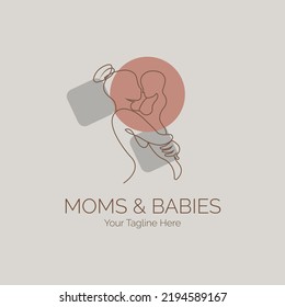 Moms and Sons logo line style template design for brand or company and other