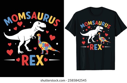 Momsarus Rex Autism Awareness T-Shirt Design