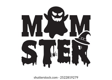 Monstruo, Paquete de diseño de halloween, Halloween retro, feliz Vector de halloween, calabaza, bruja, espeluznante, fantasma, divertido Paquete de citas de la camiseta de halloween, archivo de corte Cricut, silueta