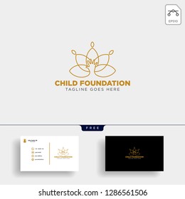 Momy and child, children care logo template vector isolated